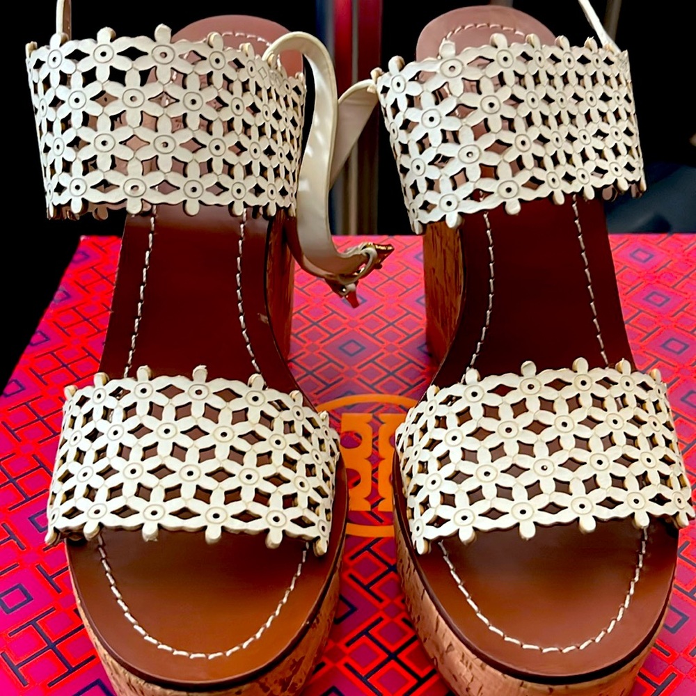 So cute and perfect for summer! New, never worn, Tory wedges. In perfect shape.